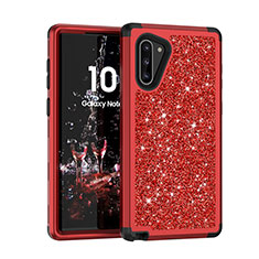 Coque Silicone et Plastique Housse Etui Protection Integrale 360 Degres Bling-Bling pour Samsung Galaxy Note 10 5G Rouge