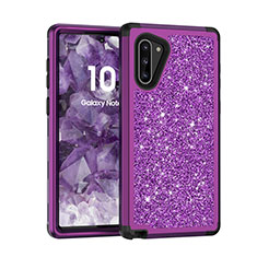 Coque Silicone et Plastique Housse Etui Protection Integrale 360 Degres Bling-Bling pour Samsung Galaxy Note 10 5G Violet