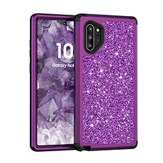 Coque Silicone et Plastique Housse Etui Protection Integrale 360 Degres Bling-Bling pour Samsung Galaxy Note 10 Plus Violet