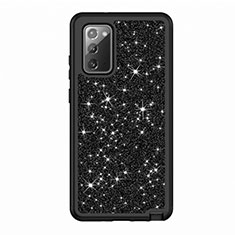 Coque Silicone et Plastique Housse Etui Protection Integrale 360 Degres Bling-Bling pour Samsung Galaxy Note 20 5G Noir