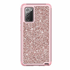 Coque Silicone et Plastique Housse Etui Protection Integrale 360 Degres Bling-Bling pour Samsung Galaxy Note 20 5G Or Rose