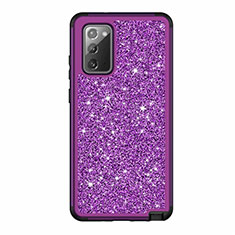 Coque Silicone et Plastique Housse Etui Protection Integrale 360 Degres Bling-Bling pour Samsung Galaxy Note 20 5G Violet