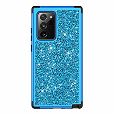Coque Silicone et Plastique Housse Etui Protection Integrale 360 Degres Bling-Bling pour Samsung Galaxy Note 20 Ultra 5G Bleu Ciel