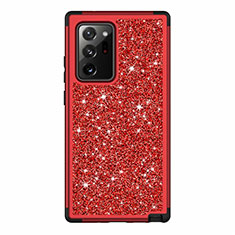 Coque Silicone et Plastique Housse Etui Protection Integrale 360 Degres Bling-Bling pour Samsung Galaxy Note 20 Ultra 5G Rouge