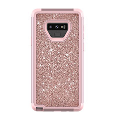 Coque Silicone et Plastique Housse Etui Protection Integrale 360 Degres Bling-Bling pour Samsung Galaxy Note 9 Or Rose