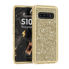 Coque Silicone et Plastique Housse Etui Protection Integrale 360 Degres Bling-Bling pour Samsung Galaxy S10 5G Or