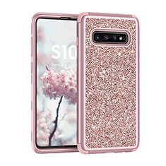 Coque Silicone et Plastique Housse Etui Protection Integrale 360 Degres Bling-Bling pour Samsung Galaxy S10 5G Or Rose