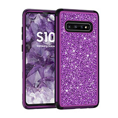 Coque Silicone et Plastique Housse Etui Protection Integrale 360 Degres Bling-Bling pour Samsung Galaxy S10 5G Violet