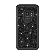 Coque Silicone et Plastique Housse Etui Protection Integrale 360 Degres Bling-Bling pour Samsung Galaxy S9 Noir