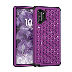 Coque Silicone et Plastique Housse Etui Protection Integrale 360 Degres Bling-Bling U01 pour Samsung Galaxy Note 10 Plus 5G Violet