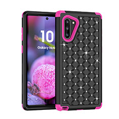 Coque Silicone et Plastique Housse Etui Protection Integrale 360 Degres Bling-Bling U01 pour Samsung Galaxy Note 10 Rose Rouge