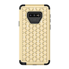 Coque Silicone et Plastique Housse Etui Protection Integrale 360 Degres Bling-Bling U01 pour Samsung Galaxy Note 9 Or et Noir