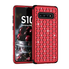 Coque Silicone et Plastique Housse Etui Protection Integrale 360 Degres Bling-Bling U01 pour Samsung Galaxy S10 Plus Rouge