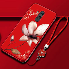 Coque Silicone Fleurs Souple Couleur Unie Etui Housse H02 pour Huawei Mate 20 Lite Rouge