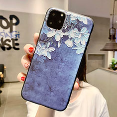 Coque Silicone Fleurs Souple Couleur Unie Etui Housse H07 pour Apple iPhone 11 Pro Bleu