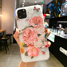 Coque Silicone Fleurs Souple Couleur Unie Etui Housse H15 pour Apple iPhone 11 Pro Rose