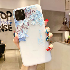 Coque Silicone Fleurs Souple Couleur Unie Etui Housse H18 pour Apple iPhone 11 Pro Max Bleu Ciel