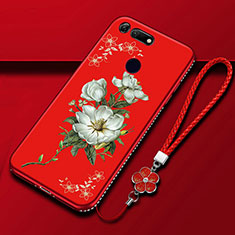 Coque Silicone Fleurs Souple Couleur Unie Etui Housse K01 pour Huawei Honor V20 Rouge