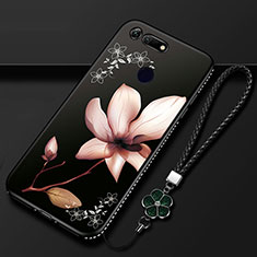 Coque Silicone Fleurs Souple Couleur Unie Etui Housse K01 pour Huawei Honor View 20 Noir