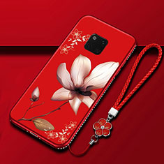Coque Silicone Fleurs Souple Couleur Unie Etui Housse K01 pour Huawei Mate 20 Pro Rouge