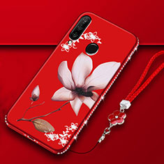 Coque Silicone Fleurs Souple Couleur Unie Etui Housse K01 pour Huawei Nova 4e Rouge