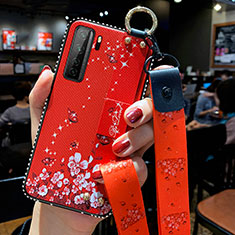 Coque Silicone Fleurs Souple Couleur Unie Etui Housse K01 pour Huawei Nova 7 SE 5G Rouge