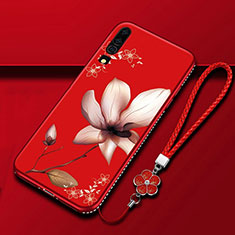 Coque Silicone Fleurs Souple Couleur Unie Etui Housse K01 pour Huawei P30 Rouge