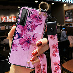 Coque Silicone Fleurs Souple Couleur Unie Etui Housse K01 pour Huawei P40 Lite 5G Violet