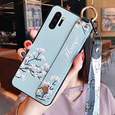 Coque Silicone Fleurs Souple Couleur Unie Etui Housse K01 pour Samsung Galaxy Note 10 Plus Cyan