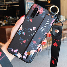 Coque Silicone Fleurs Souple Couleur Unie Etui Housse K01 pour Samsung Galaxy Note 10 Plus Noir