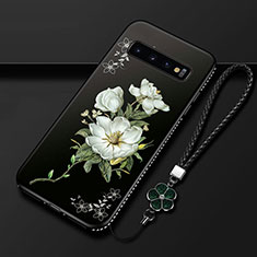 Coque Silicone Fleurs Souple Couleur Unie Etui Housse K01 pour Samsung Galaxy S10 5G Blanc