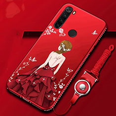 Coque Silicone Fleurs Souple Couleur Unie Etui Housse K01 pour Xiaomi Redmi Note 8 (2021) Rouge