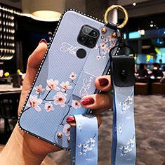 Coque Silicone Fleurs Souple Couleur Unie Etui Housse K01 pour Xiaomi Redmi Note 9 Bleu Ciel