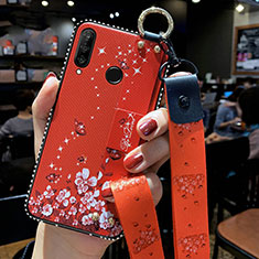 Coque Silicone Fleurs Souple Couleur Unie Etui Housse K02 pour Huawei Honor 20i Rouge