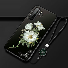 Coque Silicone Fleurs Souple Couleur Unie Etui Housse K02 pour Huawei Nova 7 SE 5G Blanc