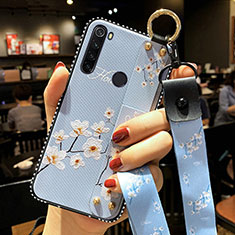 Coque Silicone Fleurs Souple Couleur Unie Etui Housse K02 pour Xiaomi Redmi Note 8 (2021) Bleu Ciel