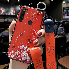 Coque Silicone Fleurs Souple Couleur Unie Etui Housse K02 pour Xiaomi Redmi Note 8 (2021) Rouge