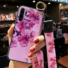 Coque Silicone Fleurs Souple Couleur Unie Etui Housse K04 pour Huawei P30 Pro New Edition Violet