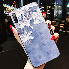 Coque Silicone Fleurs Souple Couleur Unie Etui Housse K08 pour Xiaomi Mi A3 Bleu