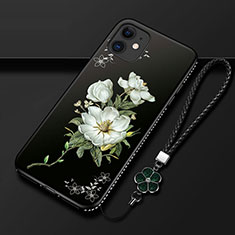 Coque Silicone Fleurs Souple Couleur Unie Etui Housse pour Apple iPhone 12 Mini Noir