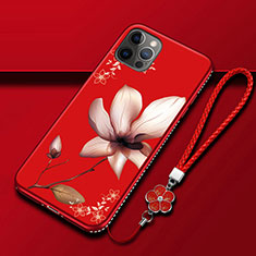 Coque Silicone Fleurs Souple Couleur Unie Etui Housse pour Apple iPhone 12 Pro Max Vin Rouge