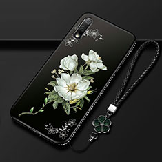 Coque Silicone Fleurs Souple Couleur Unie Etui Housse pour Huawei Honor 9X Blanc