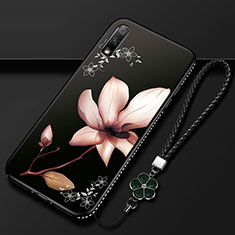 Coque Silicone Fleurs Souple Couleur Unie Etui Housse pour Huawei Honor 9X Marron