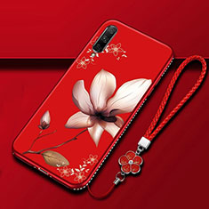 Coque Silicone Fleurs Souple Couleur Unie Etui Housse pour Huawei Honor 9X Pro Vin Rouge