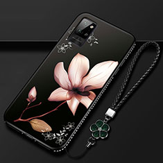 Coque Silicone Fleurs Souple Couleur Unie Etui Housse pour Huawei Honor Play4 Pro 5G Marron