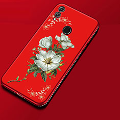 Coque Silicone Fleurs Souple Couleur Unie Etui Housse pour Huawei Honor V10 Lite Rouge