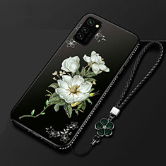 Coque Silicone Fleurs Souple Couleur Unie Etui Housse pour Huawei Honor V30 5G Noir