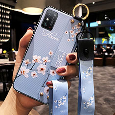 Coque Silicone Fleurs Souple Couleur Unie Etui Housse pour Huawei Honor X10 Max 5G Bleu Ciel