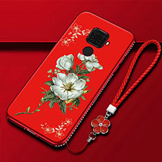 Coque Silicone Fleurs Souple Couleur Unie Etui Housse pour Huawei Mate 30 Lite Rouge