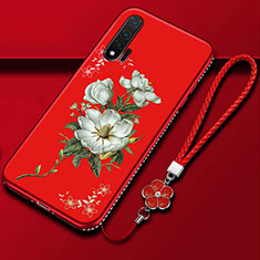 Coque Silicone Fleurs Souple Couleur Unie Etui Housse pour Huawei Nova 6 5G Rouge
